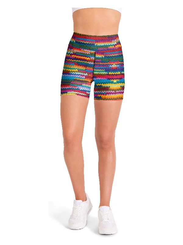 Colorful Knitted Pattern Yoga Shorts