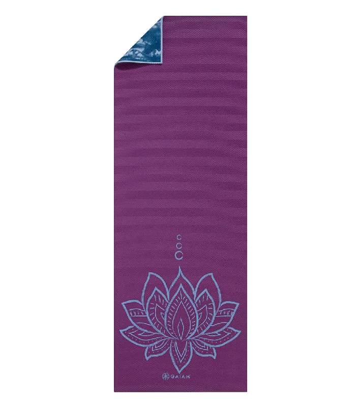 Gaiam 6mm Premium Reversible Yoga Mat Purple Lotus