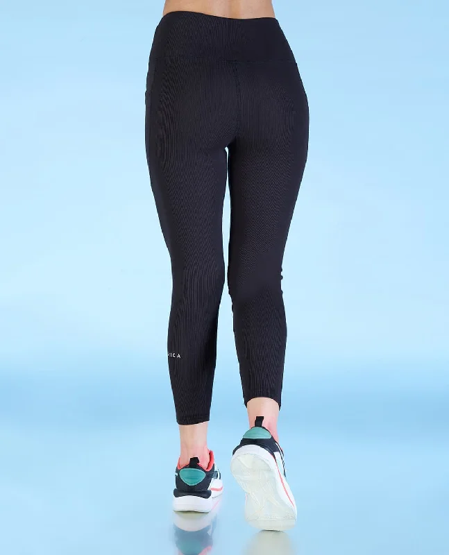 Ribbed High Waisted Leggings Black