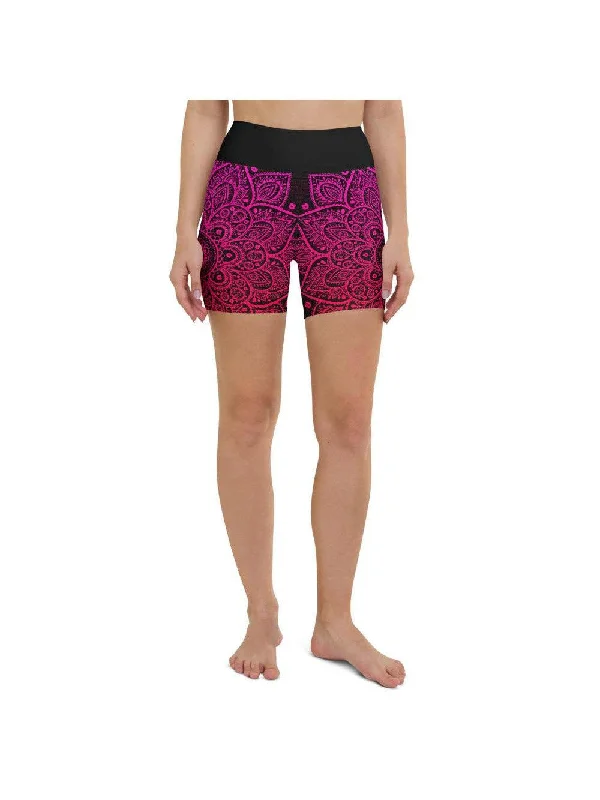 Pink Mandala Yoga Shorts