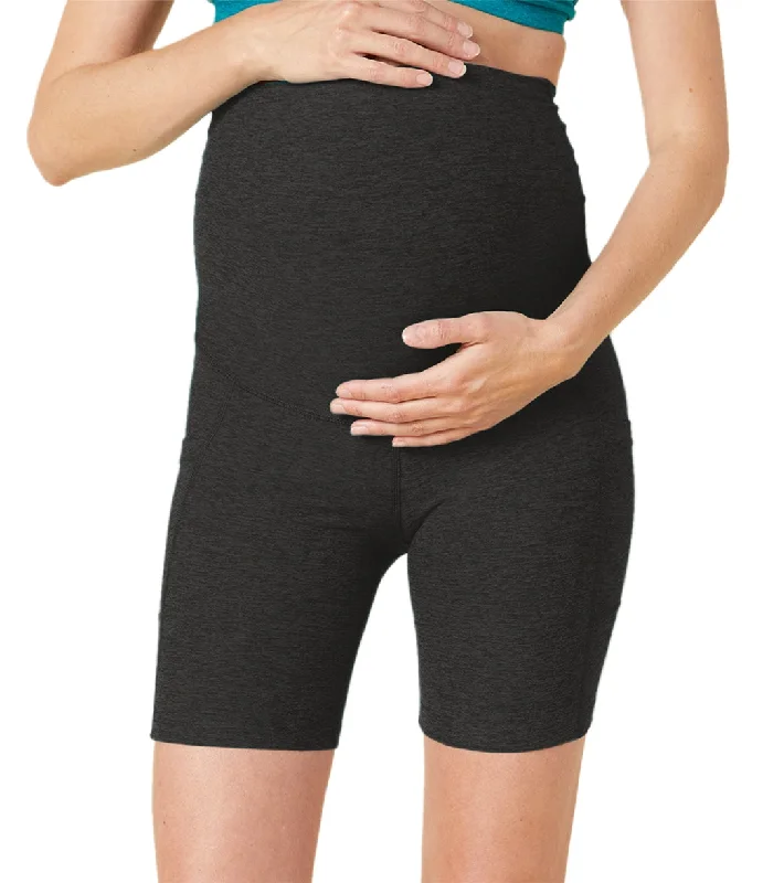 Beyond Yoga Spacedye Pockets Forever Maternity Biker Shorts Darkest Night