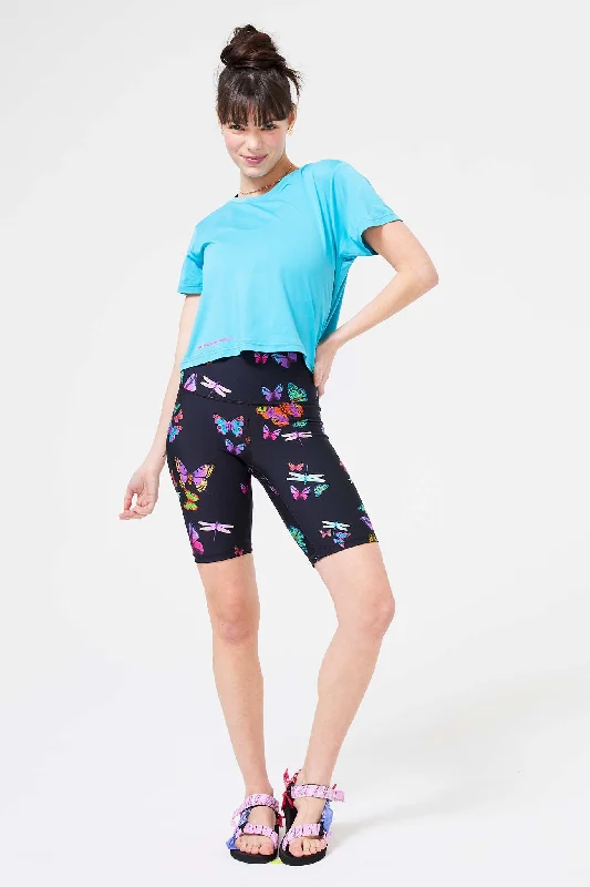 DuoKnit Bike Shorts in Black Neon Butterflies