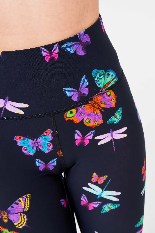 DuoKnit Bike Shorts in Black Neon Butterflies