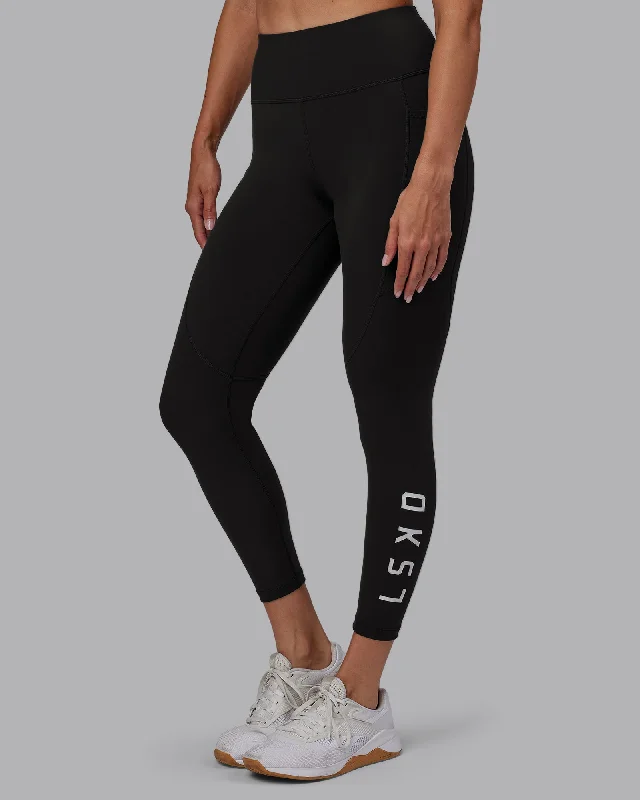 Rep 7/8 Length Leggings - Pirate Black-White