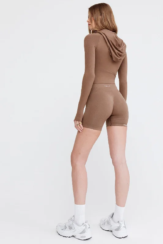 SCULPT SEAMLESS SCRUNCH CYCLING SHORTS - CACAO MARL