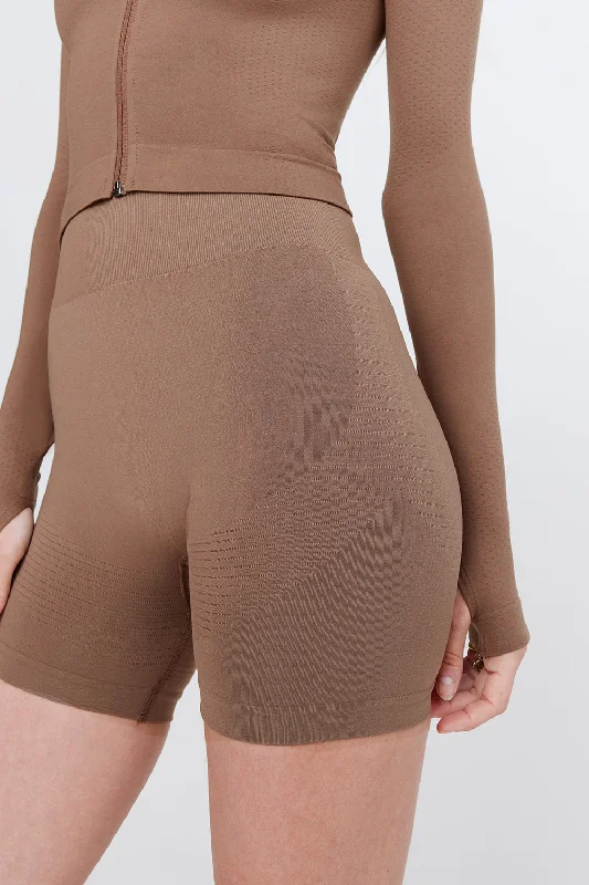 SCULPT SEAMLESS SCRUNCH CYCLING SHORTS - CACAO MARL