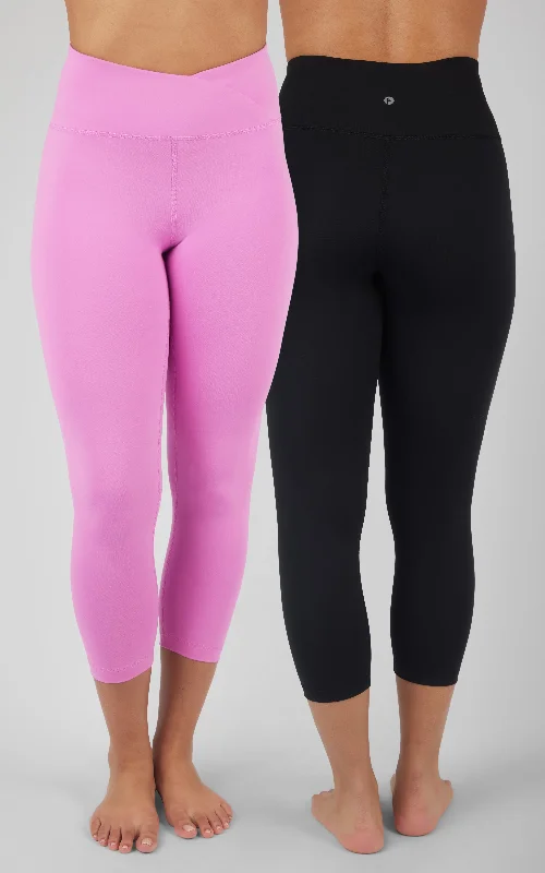 2 Pack Interlock Lana Crossover High Waist Capri Legging and Interlock Everyday Elastic Free High Waist Capri Legging