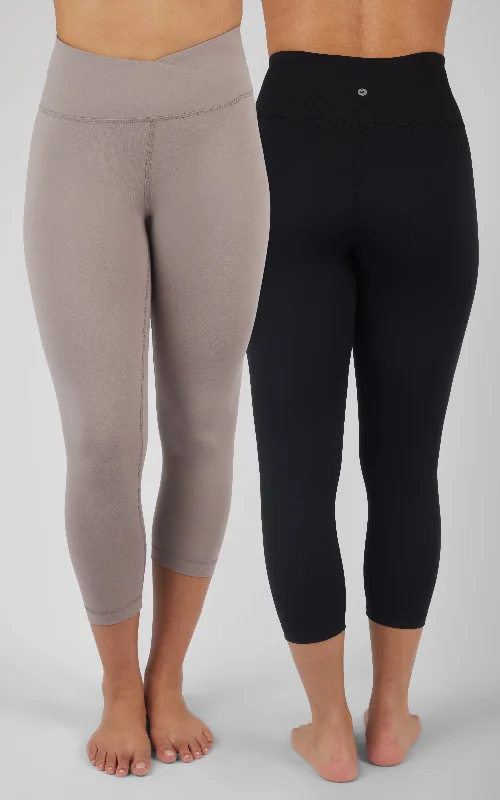 2 Pack Interlock Lana Crossover High Waist Capri Legging and Interlock Everyday Elastic Free High Waist Capri Legging