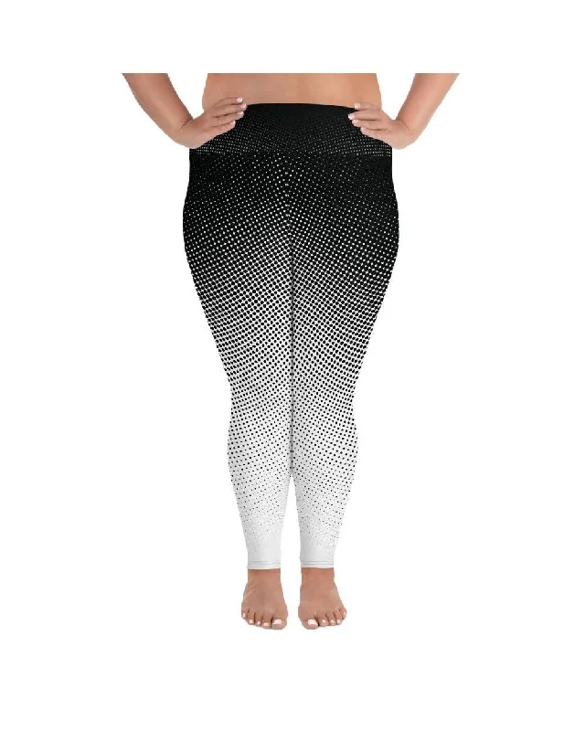 B&W Halftone Plus Size Leggings