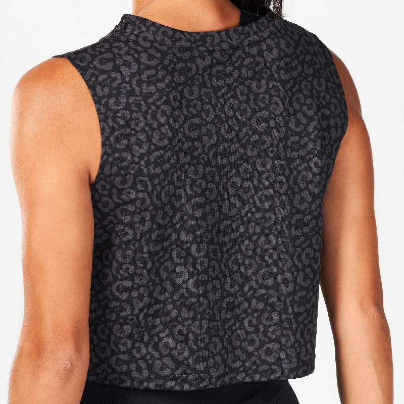 Core Crop Tank - Black Leopard