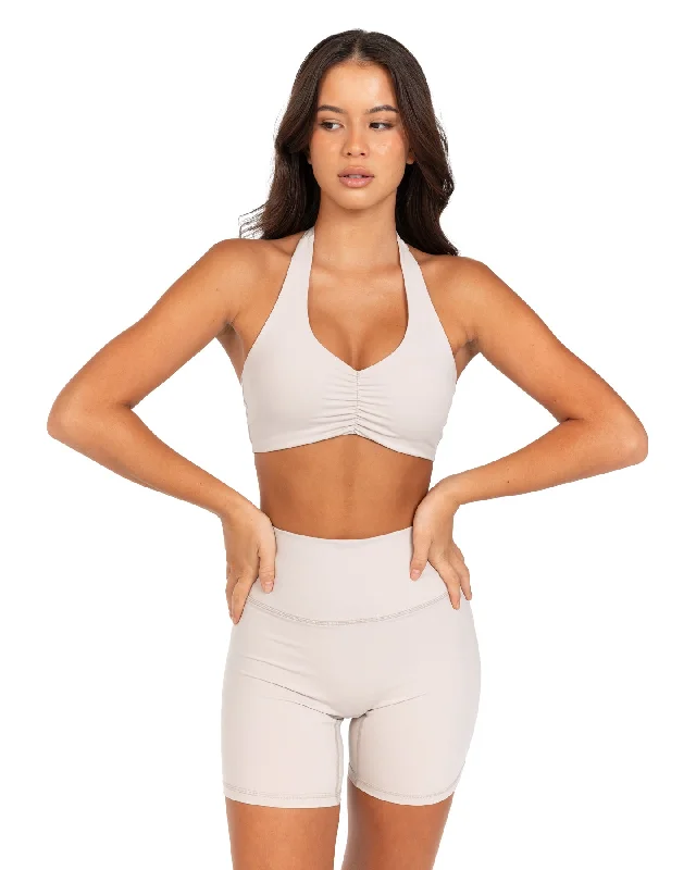 Halter Scrunch Bra - Oat Latte