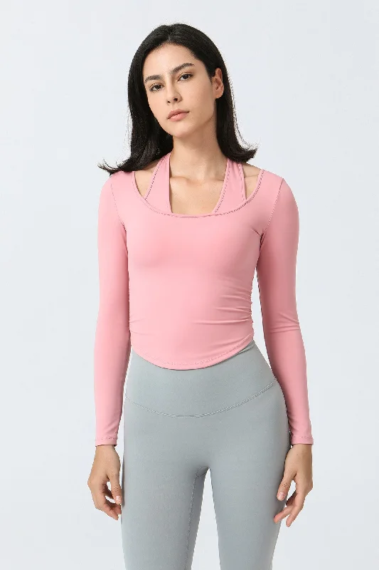 Halterneck Long Sleeve Crop Top