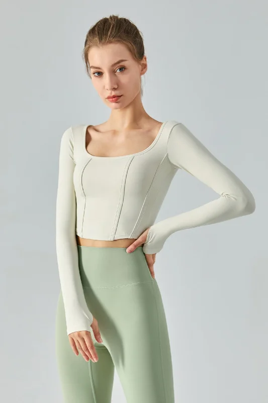 Long Sleeve Sports Seamed Corset Top