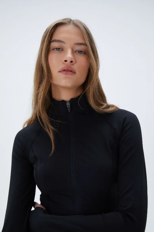 Ultimate Long Sleeve Zip Up Top - Black