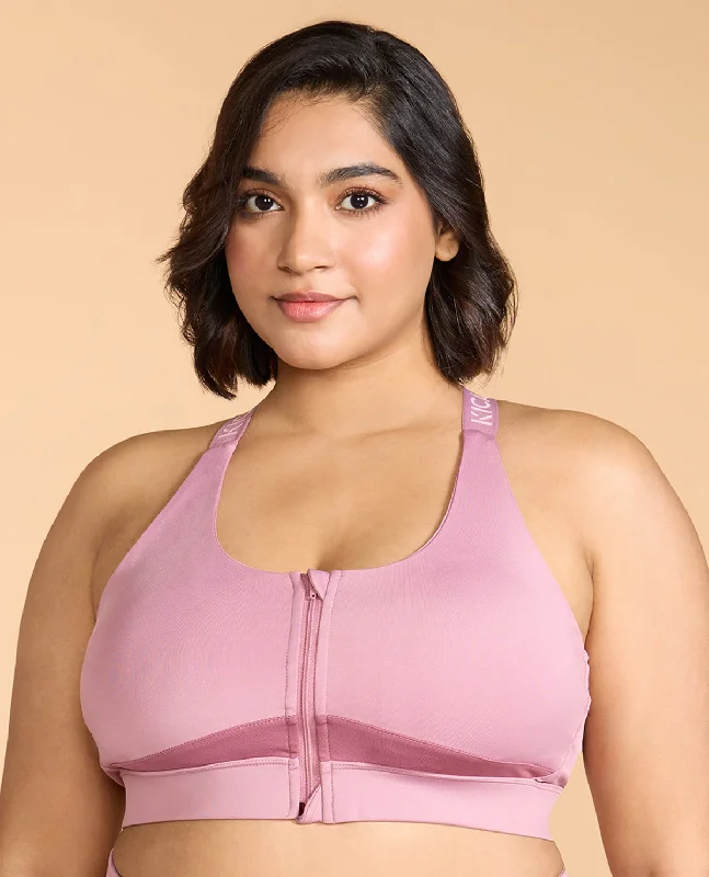 Mauve Mist Zip Sports Bra