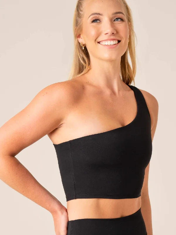 NKD One Shoulder Tank Bra - Black