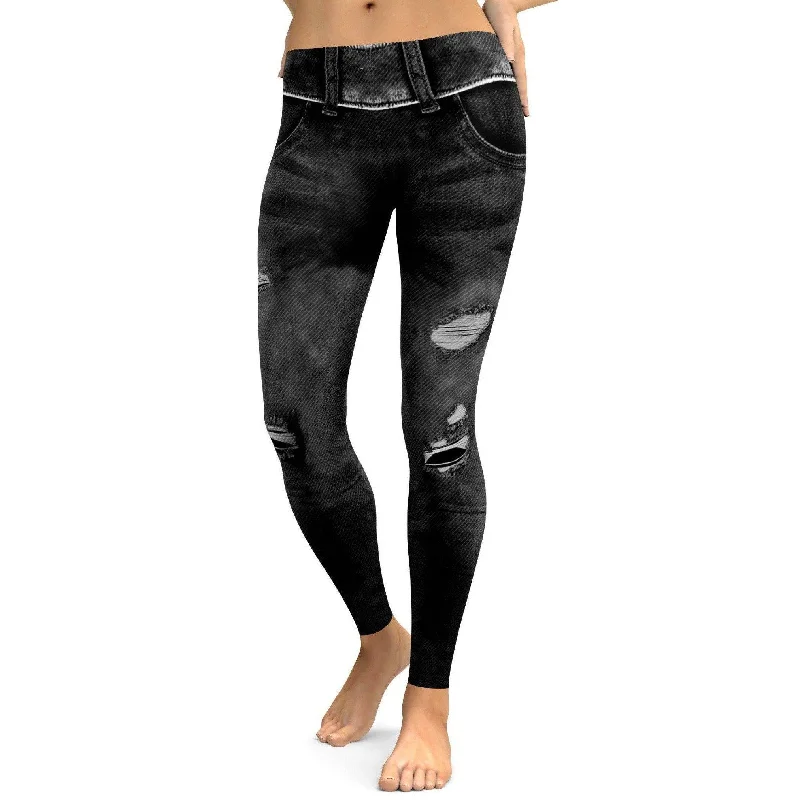 Realistic Black Denim Jeans Leggings