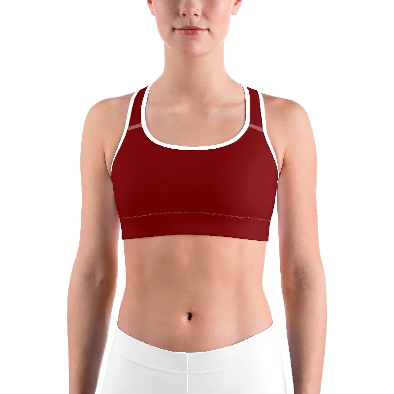 Solid Deep Red Sports bra