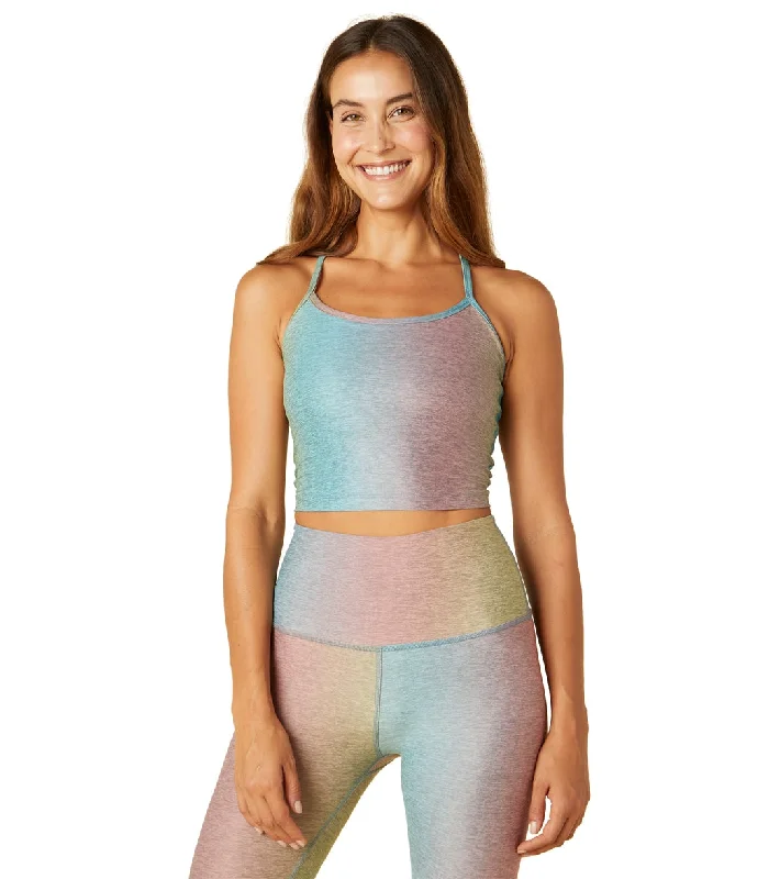 Beyond Yoga Spacedye Printed Slim Racerback Cropped Tank Silver Mist Prismatic