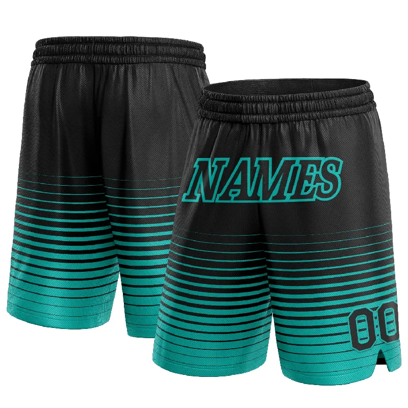 Black Aqua Pinstripe Fade Fashion Authentic Basketball Shorts