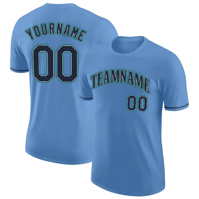 Light Blue Navy-Aqua Performance T-Shirt