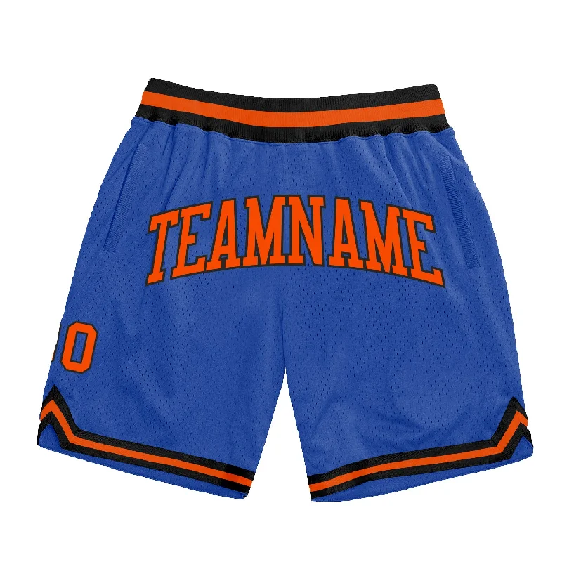 Blue Orange-Black Authentic Throwback Basketball Shorts