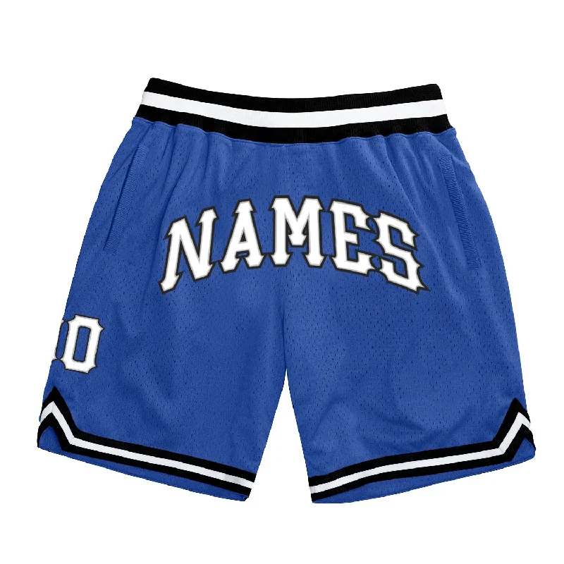 Blue White-Black Authentic Throwback Basketball Shorts