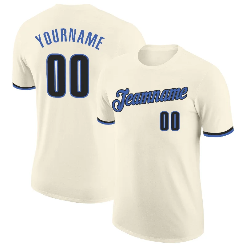 Cream Blue-Black Performance T-Shirt