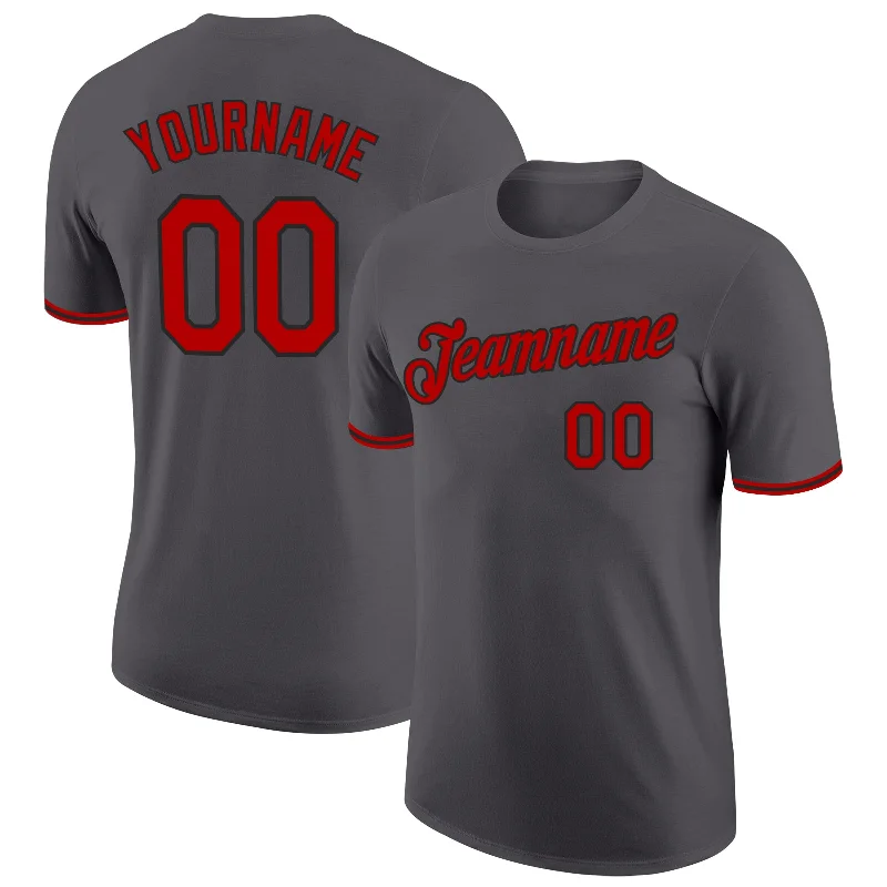 Steel Gray Red-Black Performance T-Shirt