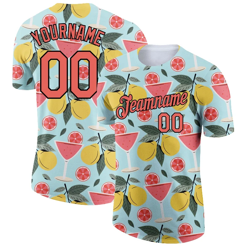 Green Medium Pink-Black 3D Pattern Design Summer Holiday Fruit Performance T-Shirt