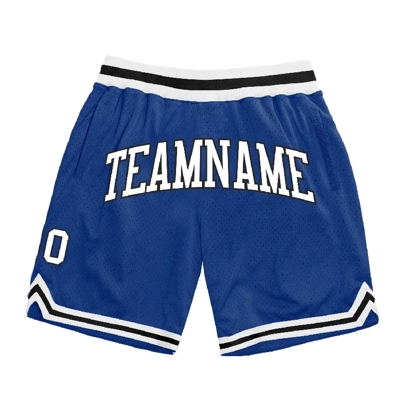 Royal White-Black Authentic Throwback Basketball Shorts