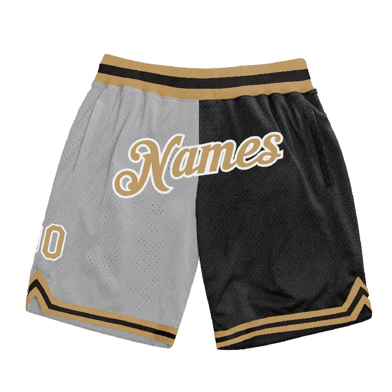 Gray Old Gold-Black Authentic Throwback Split Fashion Basketball Shorts