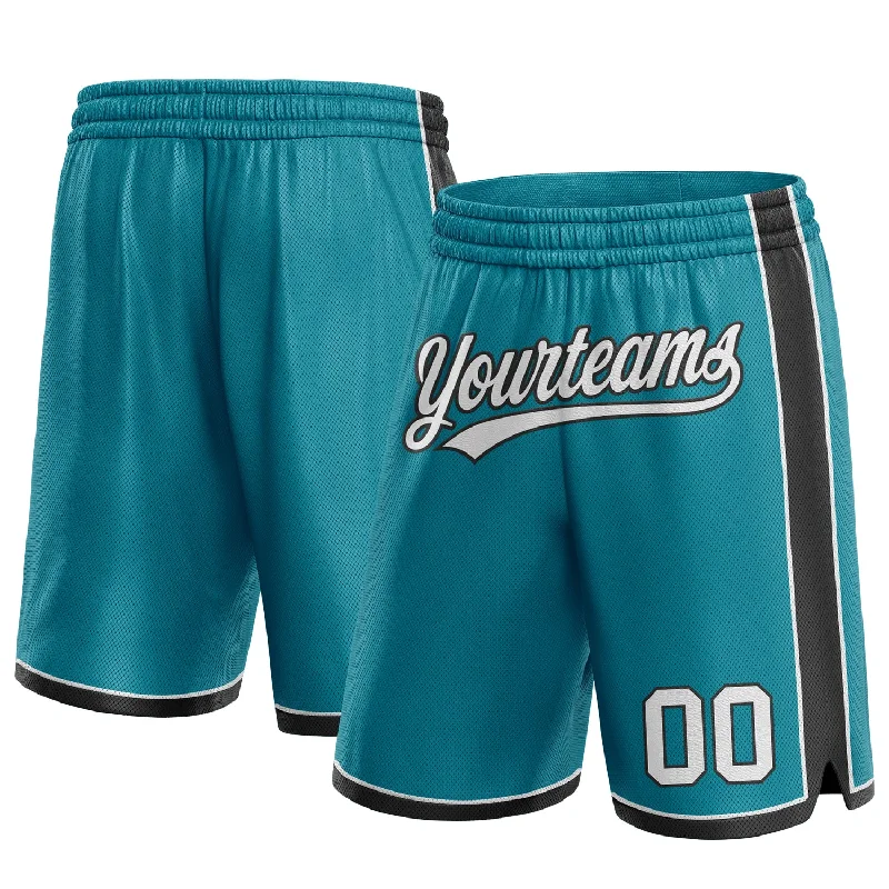 Teal White-Black Authentic Basketball Shorts