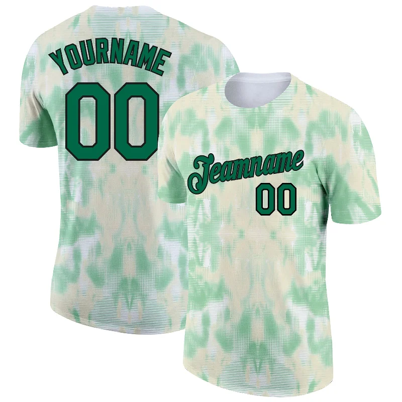 Tie Dye Kelly Green-Black 3D Performance T-Shirt