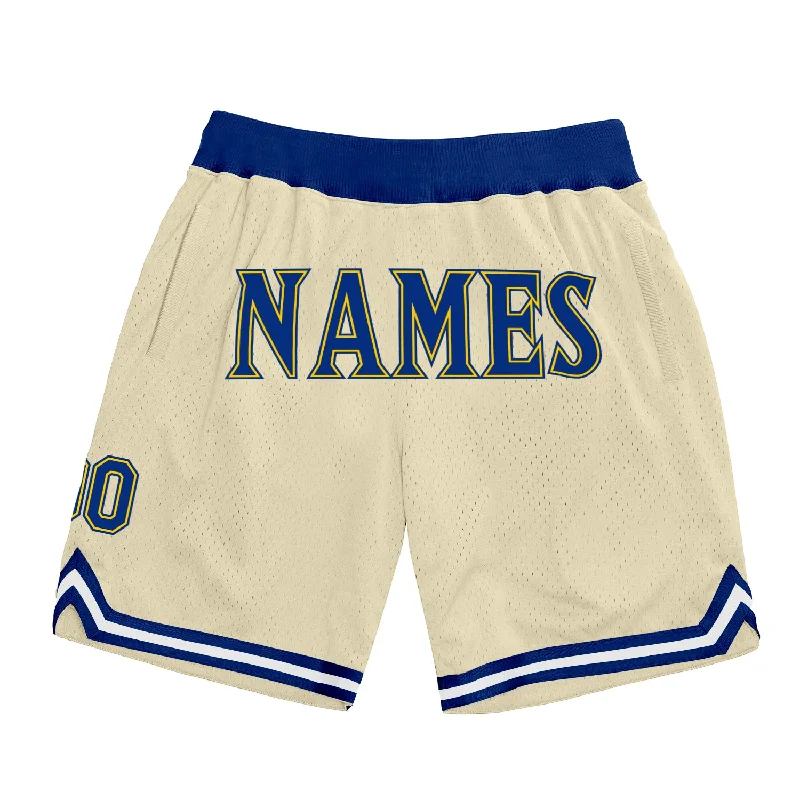 Cream Royal-Gold Authentic Throwback Basketball Shorts