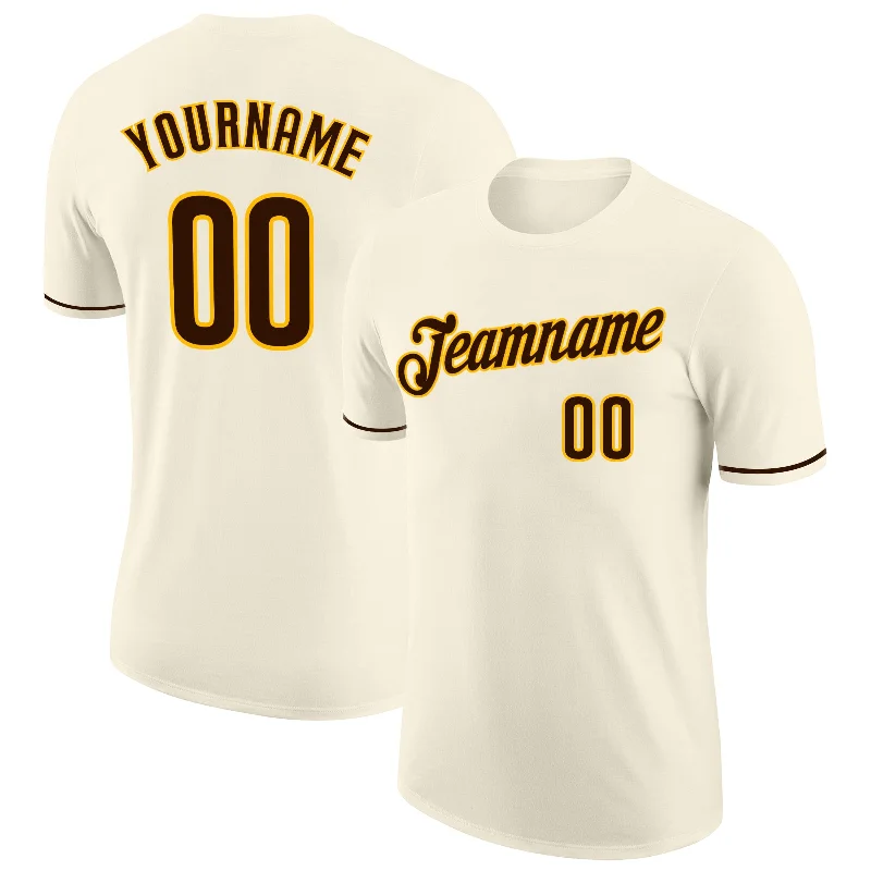 Cream Brown-Gold Performance T-Shirt