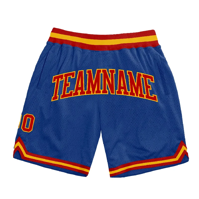 Royal Red-Gold Authentic Throwback Basketball Shorts