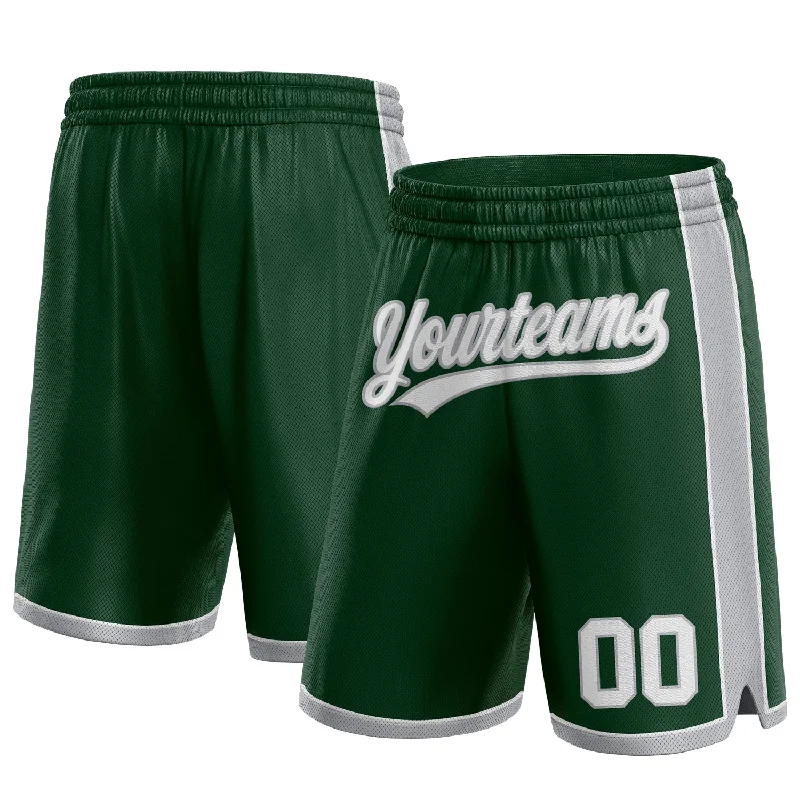 Hunter Green White-Gray Authentic Basketball Shorts