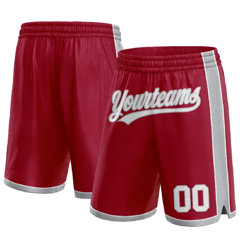 Maroon White-Gray Authentic Basketball Shorts