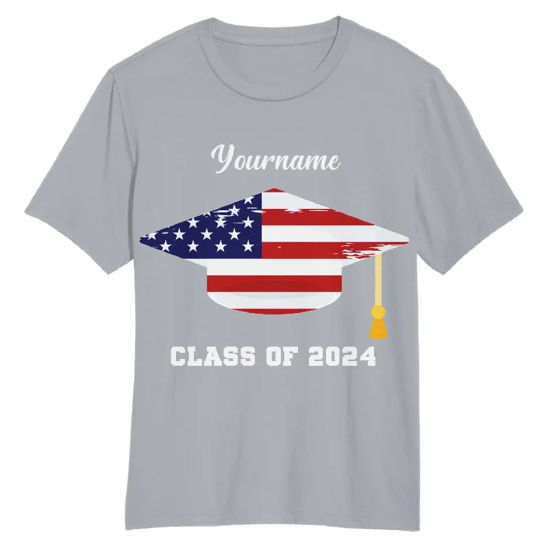 Gray White 3D Graduation Performance T-Shirt