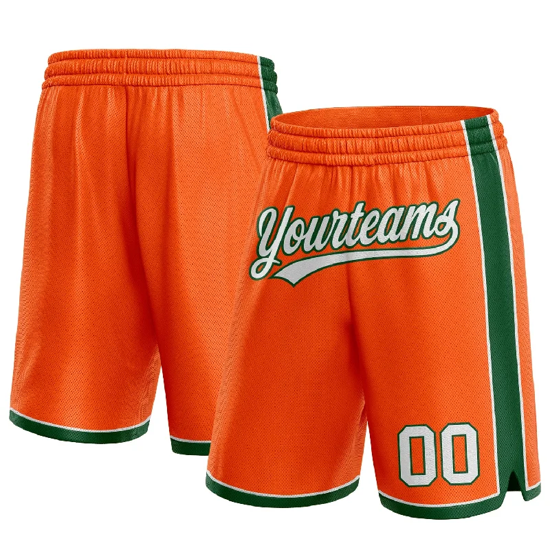 Orange White-Green Authentic Basketball Shorts