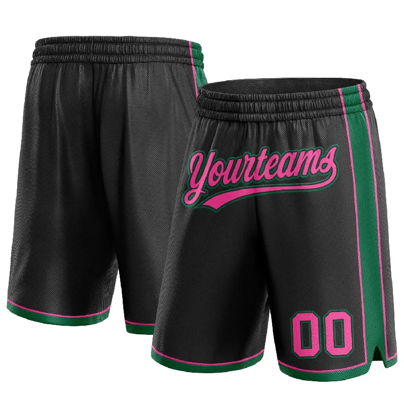 Black Pink-Kelly Green Authentic Basketball Shorts