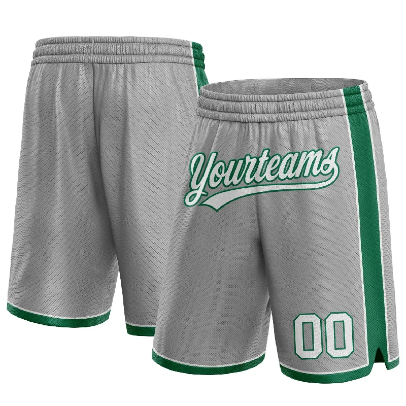 Gray White-Kelly Green Authentic Basketball Shorts