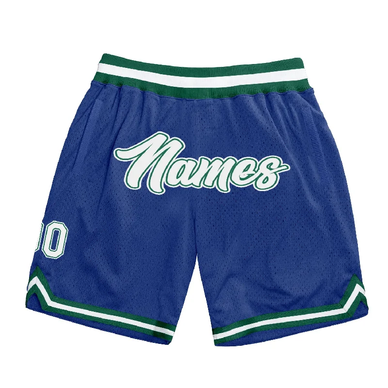 Royal White-Kelly Green Authentic Throwback Basketball Shorts