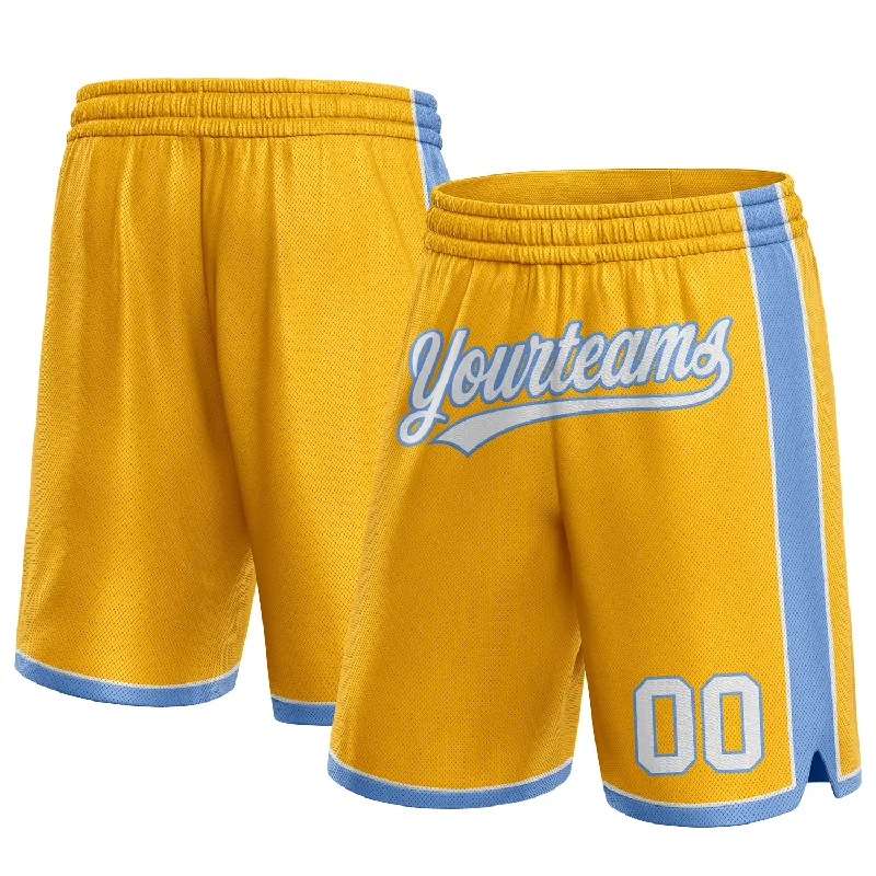 Gold White-Light Blue Authentic Basketball Shorts