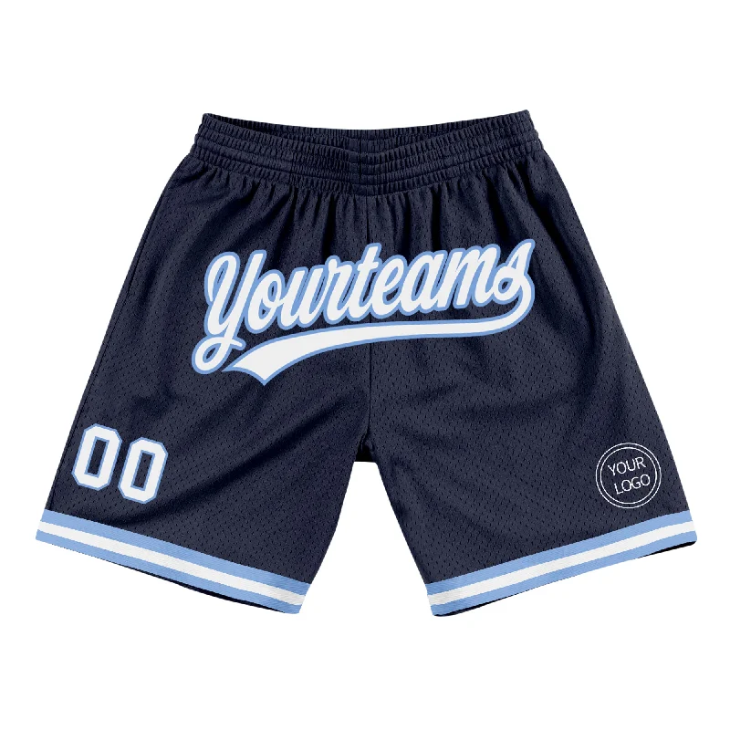 Navy White-Light Blue Authentic Throwback Basketball Shorts