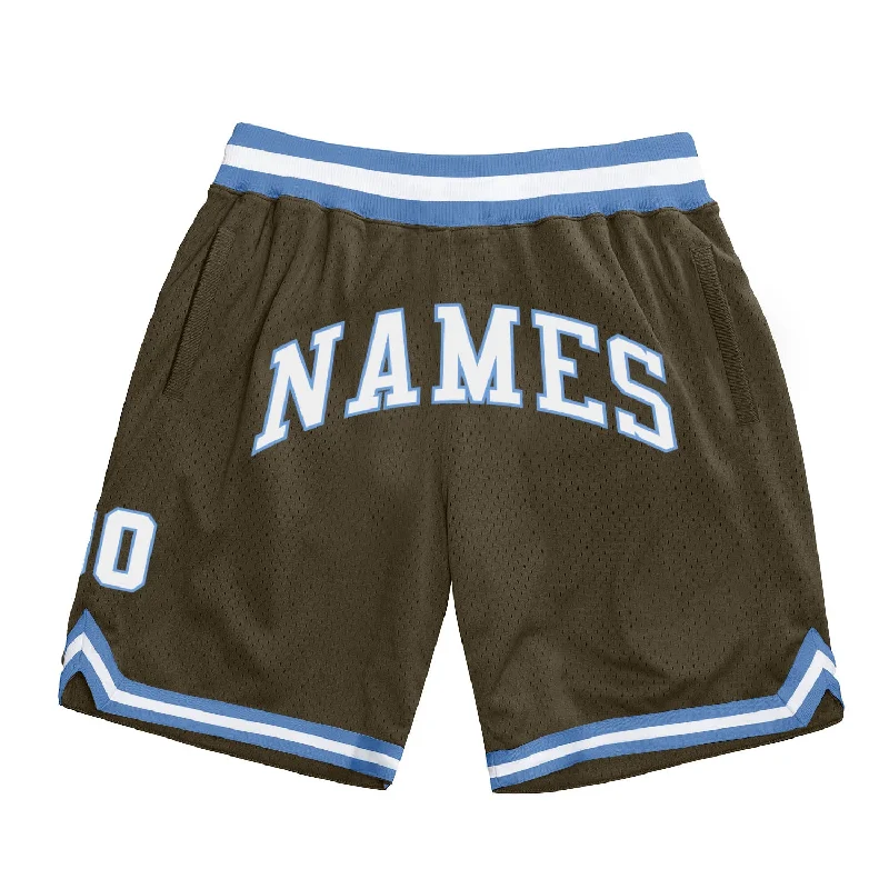 Olive White-Light Blue Authentic Throwback Salute To Service Basketball Shorts