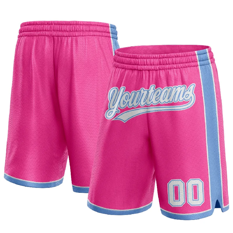 Pink White-Light Blue Authentic Basketball Shorts