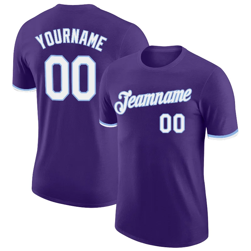 Purple White-Light Blue Performance T-Shirt