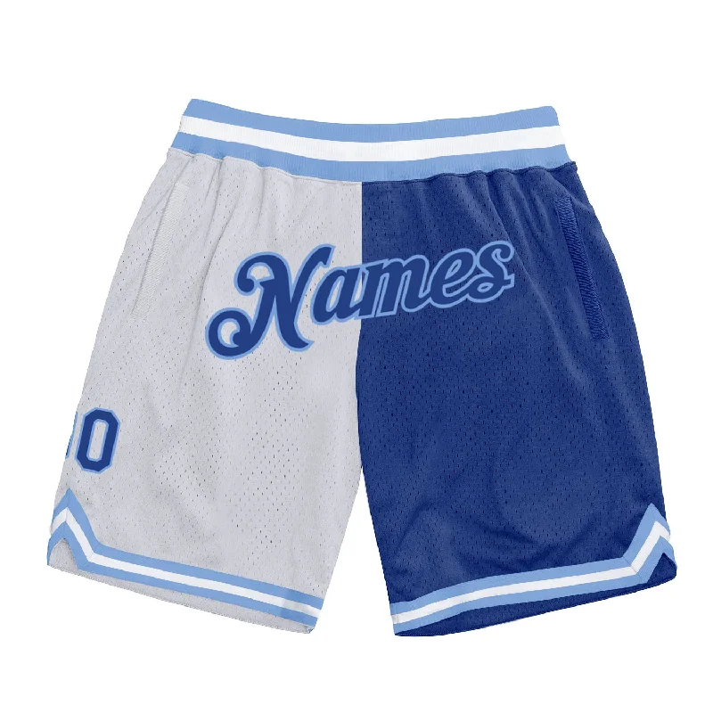 White Royal-Light Blue Authentic Throwback Split Fashion Basketball Shorts